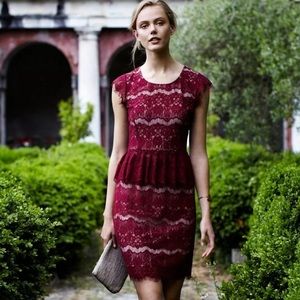 Maeve Elsa Lace Peplum Cocktail Sheath Dress